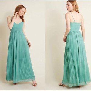 NEW ModCloth Flowy Pleated Maxi Dress In Sage M L